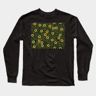 Sunflowers and leaves Seamless Pattern Long Sleeve T-Shirt